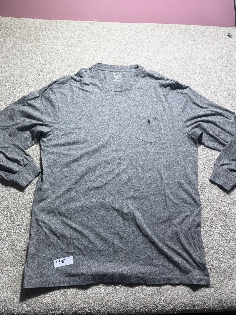 Polo Ralph Lauren Gray Long Sleeve Pocket T-Shirt Sz XLT mens